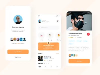 Barbar - Barber Shop Apps UI Kit apps barbershop clean ui hairstyle apps ios orange ui uidesign uiux uxdesign