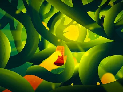 Surreal Forest abstract forest green illustration immersive jungle landscape light morning nature netflix surreal tree vector