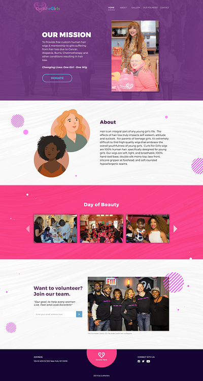 CurlsForGirls cancer cancer awareness cute donation graphic illustration ui web web design webdesign website