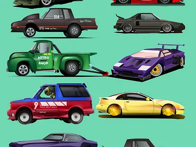 Few side profiles racecar vectors