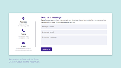 Contact Us Form Design | Free Code contact us form contact us form design contact us page contact us page design css contact us form html css responsive contact form responsive contact page
