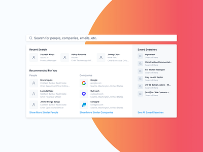 Search Results apollo companies people recommendation recommendations recommended salesforce saved search saved searches search search bar search companies search engine search people search result search results search users searching suggestion suggestions
