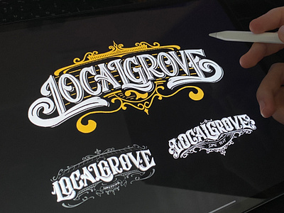 LocalGrove Logo calligraphy custom lettering design graphic design handlettering handwriting illustration lettering ornament retro typography vector victorian vintage