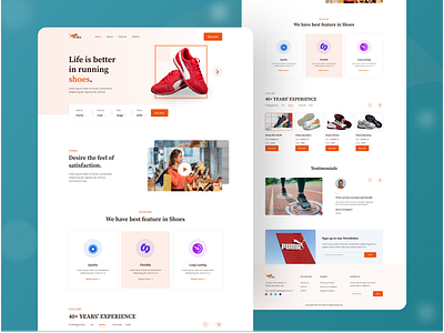 Shoes Selling Landing Page UI Design app branding clean design ecommerce fashion landing landing page minimal product puma shoes shoes sport templates ui ux visual web webdesign website