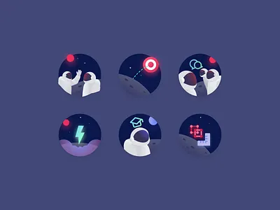 Badges space explorer archetypes astro astronaut astronauta astronomy badge badges cosmonaut cosmos illustrator learning platform personality planets space spaceman ui universe vector