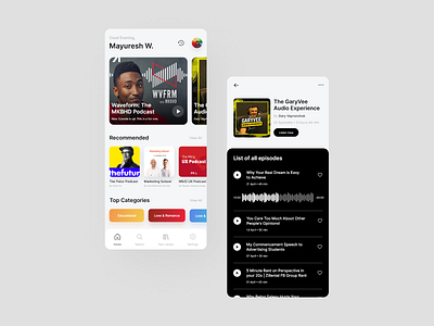 Podcast App Design app design appdesign design mobile app mobile ui podcast ui uidesign uiux