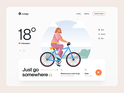 Justgo – CityTours Website animated animation booking character citytours clean cycling hero header illustration minimal property rental travel ui ui design user interface ux ux design weather website