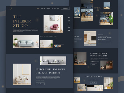 Interior Studio Landing Page architecture design dark dark ui design design studio home decor homepage interior interior architecture interior design interiors landing landing page studio trend typography ui ux web web design