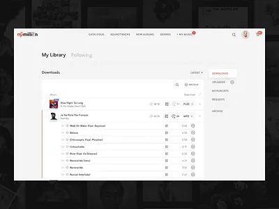 Mp3million: My music, my storage space albums artist catalogue itunes library mp3 music player music ui music website musician my music playlist songs soundcloud soundtrack spotify tracklist