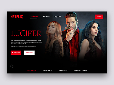 Landing Page Design for Netflix-Lucifer Show app design ui ui design ui designer uidesign uidesigner uiux web website