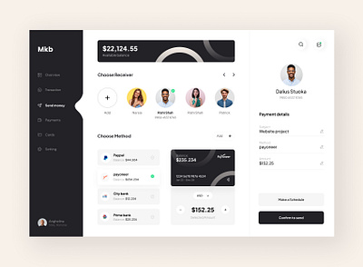 Bank Web Application Design - Send Money screen bank card clean design overview payment send money shedule ui ux zihad