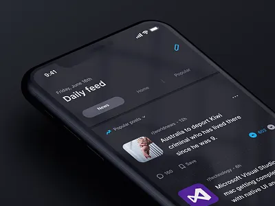 Bionic (Reddit client for iOS) News-feed app design ios news newsfeed reddit ui