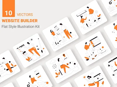 Website Builder Vector Illustration Flat Line business character concept design health illustration isometric landing vector website