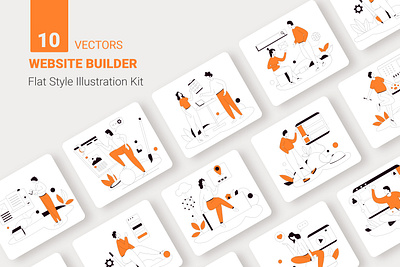 Website Builder Vector Illustration Flat Line business character concept design health illustration isometric landing vector website
