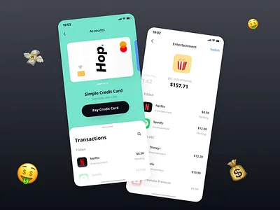 Hop Bank Screens bank bank app fintech app mobile app mobile ui uiux wallet ui