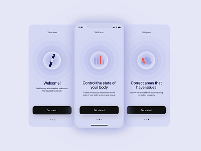 Wellipson — Onboarding app bluetooth bracelet code connecting connection first screen get started health app healthcare onboarding phone number sign up signup