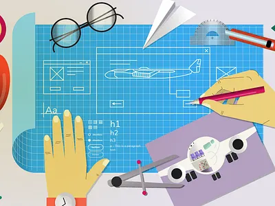 Medium article illustration aviation design system flat illustration plant vector