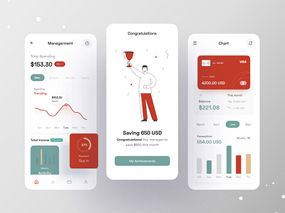 Finance: Mobile Banking App app design application bank app banking banking app chart clean ui creditcard finance finance app financial financial app fintech app fintech logo management app mobile mobile app mobile app design mobile ui redesign