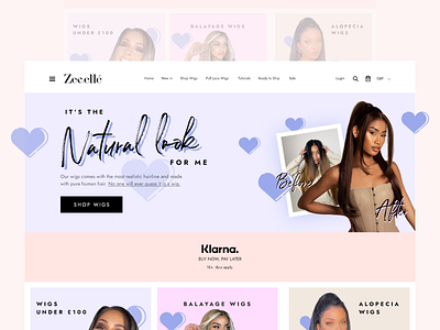 Zeeelle - Wig Online shop Redesign clean design colorful e shop e store estore girly online shop redesign ui web design web redesign wig shop women fashion women in tech