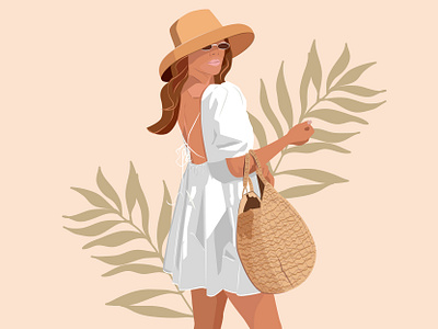 Summer girl adobe adobe illustrator art design digital digitalart dribbble girl illustration minimal minimalism minimalistic summer vector vectorart