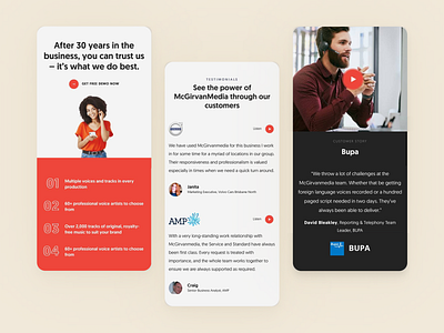📢 McGirvanmedia Audio Solutions clean design features interface layout minimal mobile mobile design red services ui ux web design