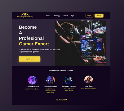 E sport Academy UI Landing Page esports landingpage uidesign uidesigner uixdesign ux uxdesign uxdesigner webdesign