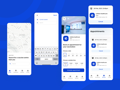 COVVAX mobile app appointment covid 19 doctor health hospital location map medical app mobile app mobile design mobile ui scheduling ui vaccination vaccine