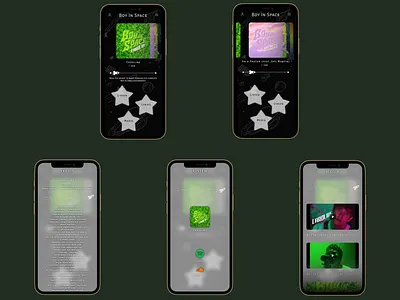 Boy in Space - Mobile App design app boy in space design glassmorphism mobile mobile app mobile app design mobile design music typography ui ux