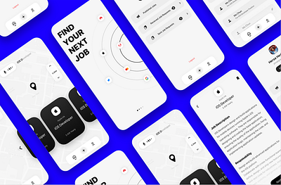 Job Finder animation art blue mapkit mobile ui ux