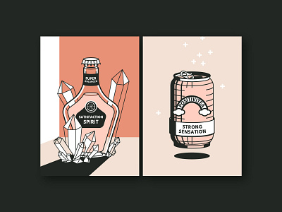 SatisfactionSpirit & Positivitea – Postcard Series (Tasty Vibes) beverage can cheers conceptual diamond drinks greeting card illustration illustrator positivity postcard spirit tasty vector illustration