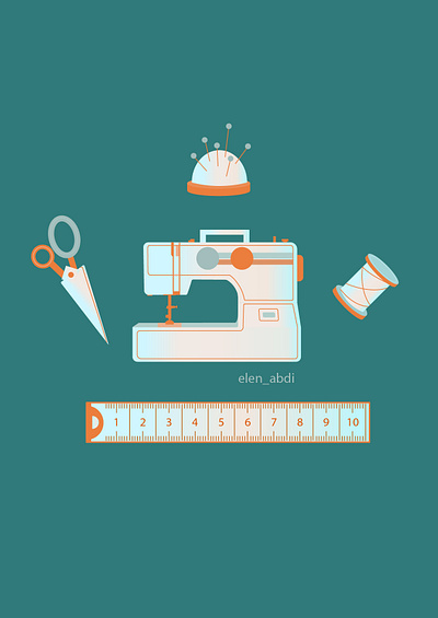 sewing art flat girl illustration icon illustration illustrator minimal sewing sewing machine