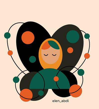 butterfly art flat girl girl illustration icon illustration illustrator minimal muslim muslims