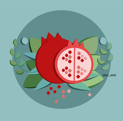 nur art flat icon illustration illustrator minimal nur pomegranate