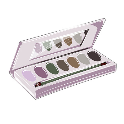 Decorative cosmetics. Eyeshadows, powder, eyeshadow palette. brushes. isolated vector objects brushes. isolated vector objects collection decorative cosmetics design eyeshadow palette illustration perfumes powder vector