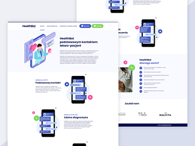 HealthBot Landing Page clean diagnostic online doctor landing page messanger pandemic patient telemedicine web web design webdesign website whatsapp