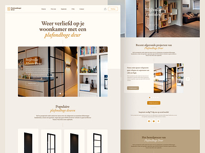 Plafondhoge Deur - Website brand identity branding brown door gold orange shopify ui ux website