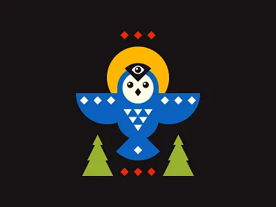 Geometric Owl abstract art bird cartoon design eye flat geometric illustration minimal mystic owl shape vector