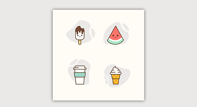 Cute Food Icons - Minimal coffee ice cream icecream illustration vector watermelon