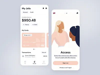 Explore & Onboarding for Jefa – Banking for women | Fintech bank account bank app bank card banking credit card debit card design agency dubai digital agency dubai financial fintech illustration ios money transfer product design transactions ui user experience user interface ux women