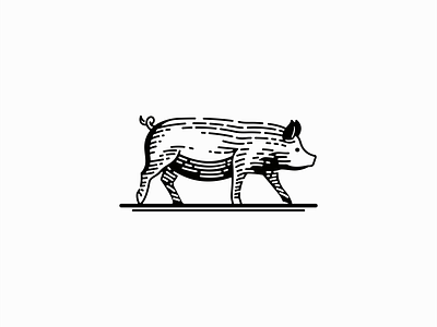 Pig Logo for Sale animal branding burger classical design emblem farm fat food geometric icon illustration lines logo mark pig pork restaurant vector vintage