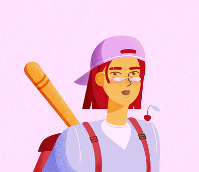 Miss April active adobe illustrator baseball characterdesign girl illustration art illustrators leisure lifestyle oldschool pink red hair teen teenager vectorart