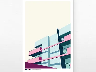 A NEW PERFORMANCE SPACE No.2 architecture art balcony covid deco design miami miami heat minimalist pandemic pastels poster vector vectorart
