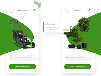 lawn mowing app app app design application cards choose clean conceptual contrast selection space ui uidesign uiux