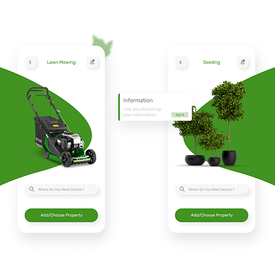 lawn mowing app app app design application cards choose clean conceptual contrast selection space ui uidesign uiux