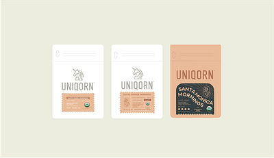 Uniqorn Label Ideation v1-v3 brand identity branding branding and identity branding concept coffee bag coffee design cpg design illustration label design product labels uniqorn coffee