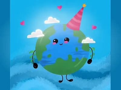 Happy Earth Day :) drawing dribbble dribbbleart dribbbleweeklywarmup earth earthday illustration procreate