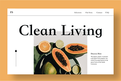 Clean Living Fruit Stand branding clean design clean ui design fruit fruits hero section minimalism minimalist papaya shop shop design shop ideas typography ui uiux uiuxdesign ux ux design webdesign