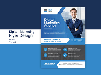 Digital Marketing Agency Flyer a4 branding corporate digital marketing digital marketing agency digital marketing services flyer flyer design flyer template flyers free identity illustrator typography ui unique ux