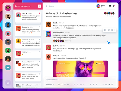 Desktop Messenger App adobe xd chat chat messages desktop app desktop messenger light mode messenger text messages users web design web messenger