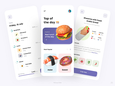 Food Nutrition App app app design calories clean diet fitness food gym health healthy food meals mobile design modern design new nutrition popular stats ui design ui ux workout